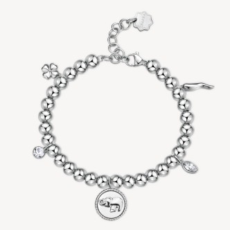 1 - Brosway Chakra BHKB158 316L steel women's lucky charm bracelet with white zircons.