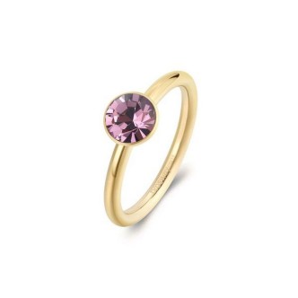 1 - Brosway Symphonia women's ring golden 316L steel with purple crystal BYM186B size. 14