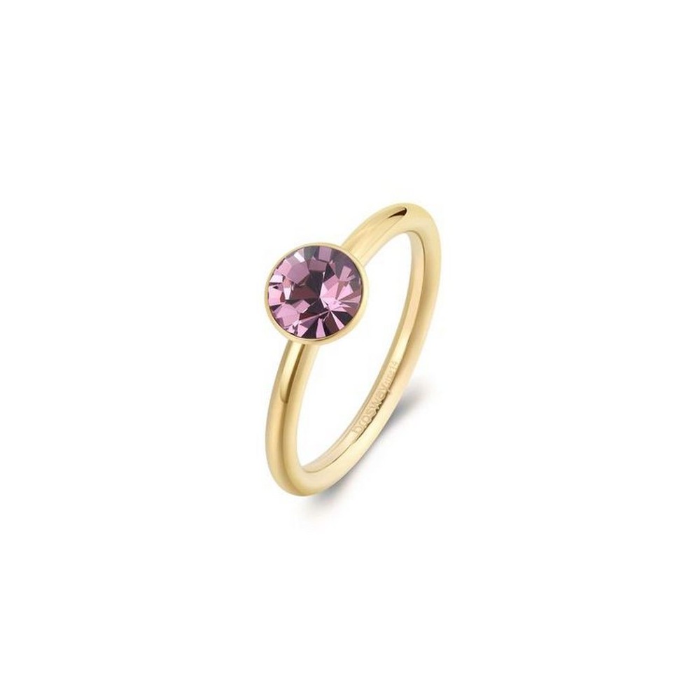 1 - Anello donna Brosway Symphonia dorato acciaio 316L con cristallo viola BYM186B mis. 14