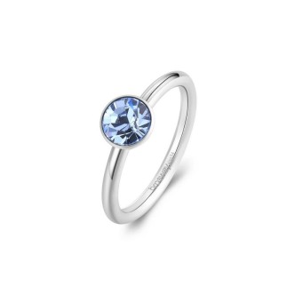 1 - Anello donna Brosway Symphonia acciaio 316L con cristallo azzurro BYM185B mis. 14