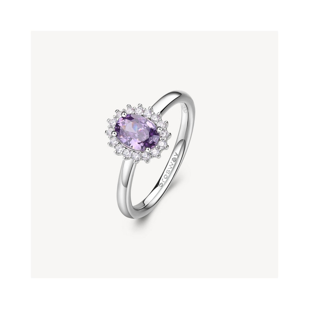 1 - Anello donna Brosway FANCY Argento 925 con zirconi bianchi e viola FMP75E mis 20