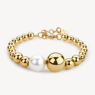 1 - Brosway Perfect women's bracelet in golden steel with spheres and BPC12 pearl