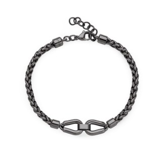 1 - Bracciale uomo Brosway Knocker BKC25 acciaio PVD Nero maglie a spiga