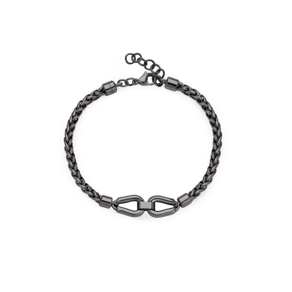 1 - Brosway Knocker BKC25 men's bracelet in black PVD steel with herringbone links