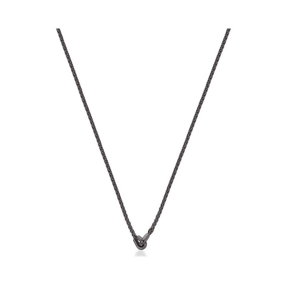 1 - Brosway Knocker BKC03 black PVD steel men's necklace with herringbone links