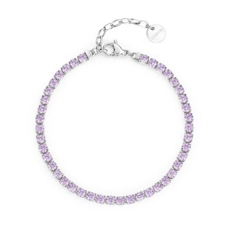 1 - Brosway Desideri women's tennis bracelet in steel with purple zircons BEI090