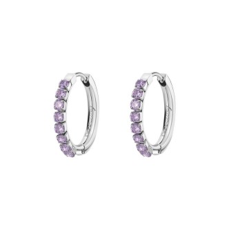 1 - Orecchini cerchietto donna Brosway Desideri acciaio con zirconi viola BEIE021