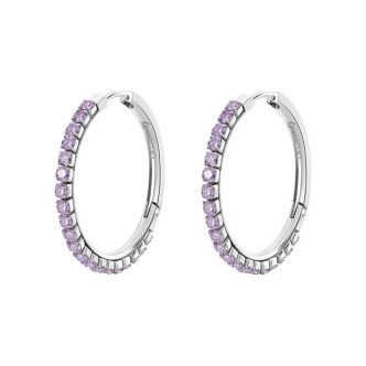 1 - Brosway Desideri women's hoop earrings in steel with purple zircons BEIE023