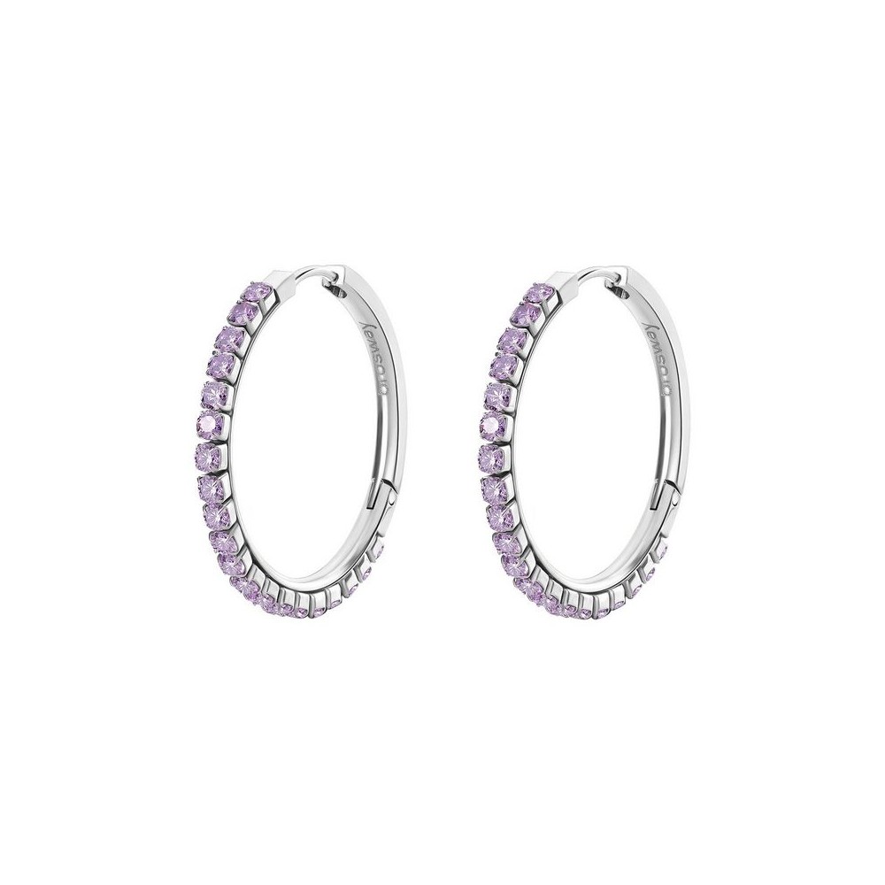 1 - Brosway Desideri women's hoop earrings in steel with purple zircons BEIE023