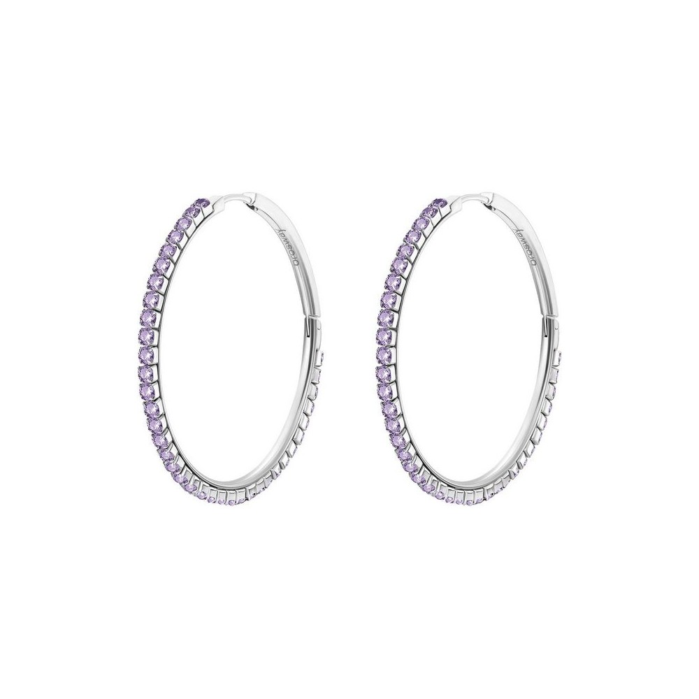 1 - Brosway Desideri women's hoop earrings in steel with purple zircons BEIE025