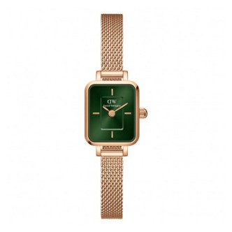 1 - Orologio donna solo tempo Daniel Wellington Quadro Mini rosato fondo verde DW00100648 acciaio 316L