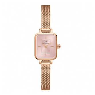 1 - Orologio donna solo tempo Daniel Wellington Quadro Mini rosato fondo rosa DW00100650 acciaio 316L