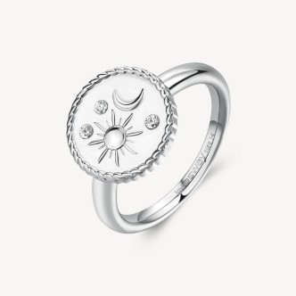 1 - Brosway Chakra BHKR003C 316L steel women's ring sun and moon.