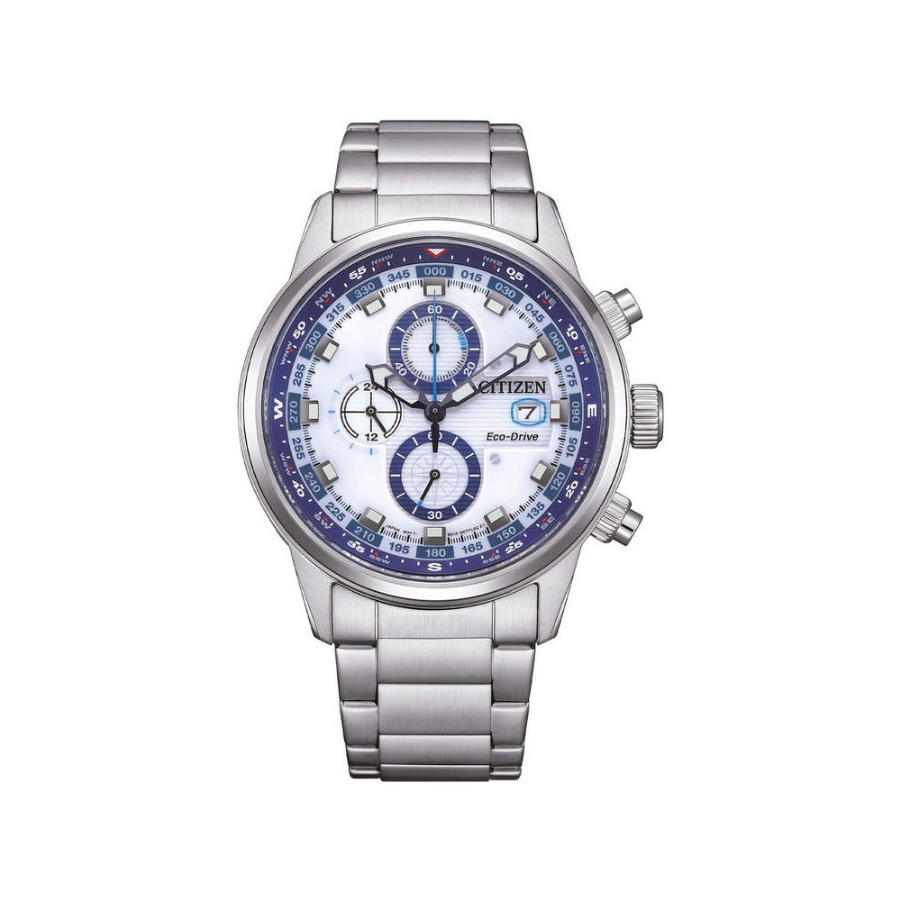 1 - Citizen Nautic Chrono CA0860-80A men's chronograph watch with white steel background