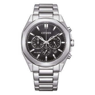 1 - Citizen Metropolitan Chrono CA4590-81E men's chronograph watch, black steel background