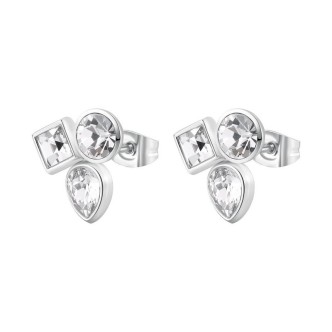 1 - Brosway Symphonia women's earrings in 316L steel with white crystals BYM176