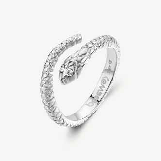 1 - Brosway Chakra BHKR005D 316L steel women's snake ring with white zircons.