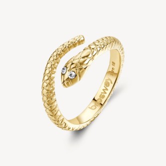 1 - Brosway Chakra BHKR006C 316L steel women's gold snake ring with white zircons.