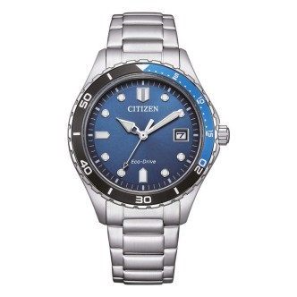 1 - Orologio unisex solo tempo Eco Drive Citizen Marine AW1821-89L fondo blu acciaio