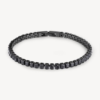 1 - Brosway Avantgarde BVD21 men's tennis bracelet 316L steel with black zircons.