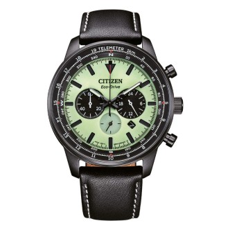 1 - Citizen Aviator Chrono CA4505-21X men's chronograph watch with Luminous bottom and leather strap