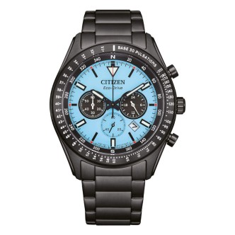 1 - Orologio uomo cronografo Citizen Rescue Crono CA4605-85L fondo azzurro acciaio nero