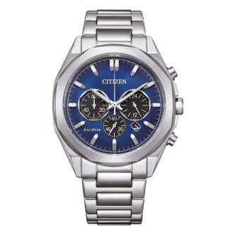 1 - Citizen Metropolitan Chrono CA4590-81L men's chronograph watch with steel blue background