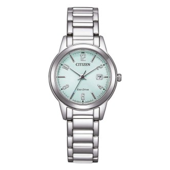 1 - Orologio donna Eco Drive Citizen Lady FE1241-71X fondo azzurro acciaio