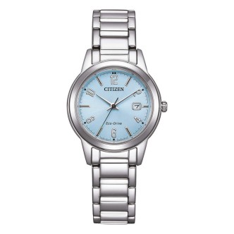 1 - Orologio donna Eco Drive Citizen Lady FE1241-71L fondo turchese acciaio