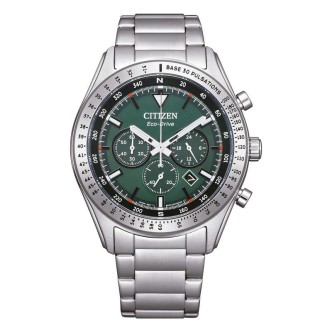 1 - Citizen Rescue Chrono CA4600-89X men's chronograph watch with steel green background