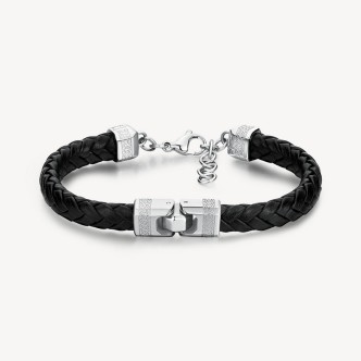 1 - Brosway Knocker BKC22 men's bracelet in synthetic leather with 316L steel inserts.