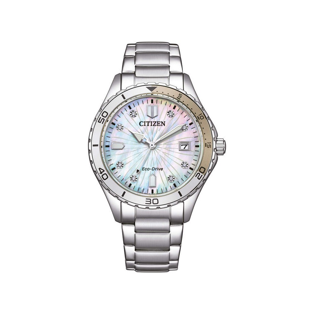 1 - Orologio donna Eco Drive Citizen Lady FE6170-88D acciaio madreperla con diamanti