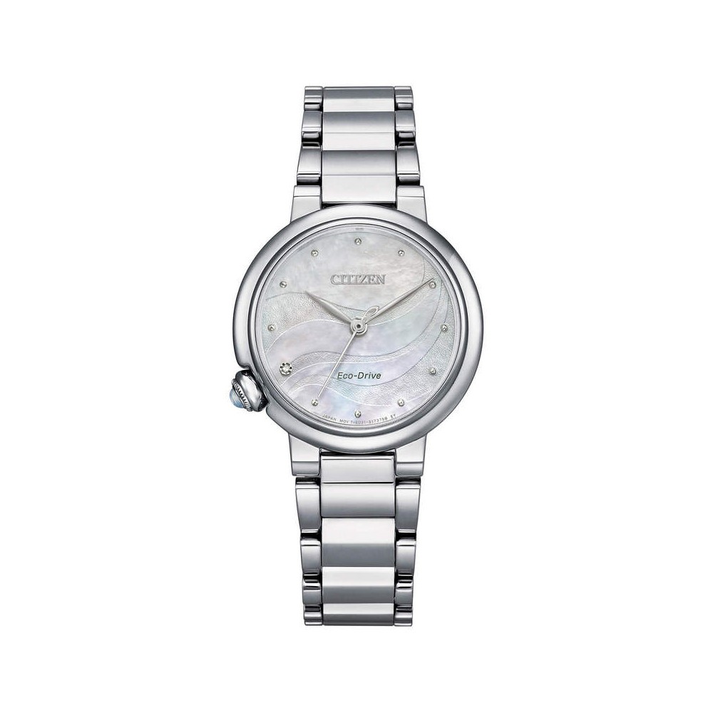 1 - Orologio donna Eco Drive Citizen Lady EM0910-80D acciaio madreperla con diamanti