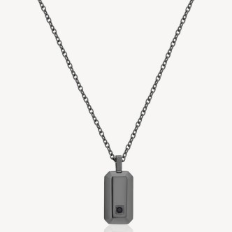 1 - Brosway Forge BGF02 men's necklace in burnished 316L steel with central plate.