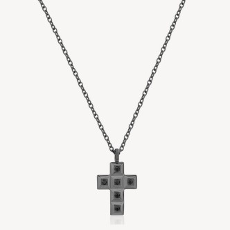 1 - Brosway Forge men's necklace BGF04 burnished 316L steel with cross pendant.