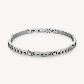 1 - Brosway Forge BGF11 men's bracelet 316L steel with black zircons.