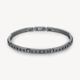 1 - Brosway Forge BGF12 men's bracelet burnished 316L steel with black zircons.