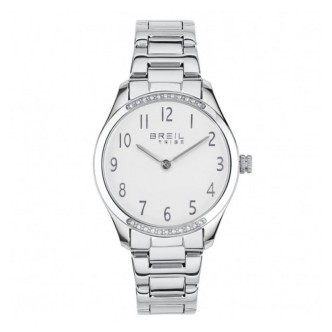 1 - Breil Kyla EW0704 women's only time watch, white steel background with crystals