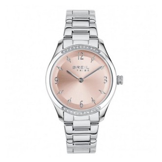 1 - Breil Kyla EW0703 women's only time watch with pink steel background and crystals