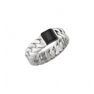 1 - Breil Carvin TJ3571 steel men's ring with black agate size. 25