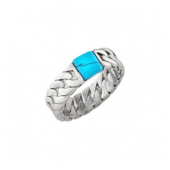 1 - Breil Carvin TJ3568 steel men's ring with turquoise stone size. 25