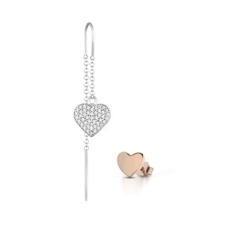 1 - Roberto Giannotti women's earrings GIA437 924 silver heart with white zircons and pink heart.