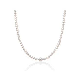 1 - 18Kt White Gold women's necklace with Miluna PCL6316 boule and patterned pearls