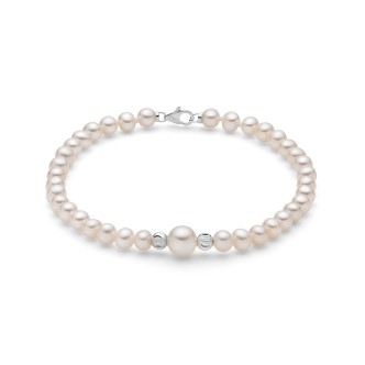 1 - Bracciale donna Oro Bianco 18Kt con perle Miluna PBR3369 boule e fantasia