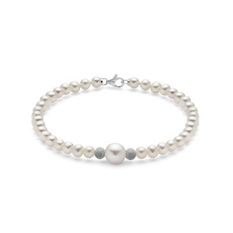 1 - Bracciale donna Oro Bianco 18Kt con perle Miluna PBR1410V boule e fantasia