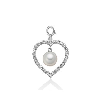 1 - Miluna heart woman pendant in 925 silver with pearl and topaz PFD871