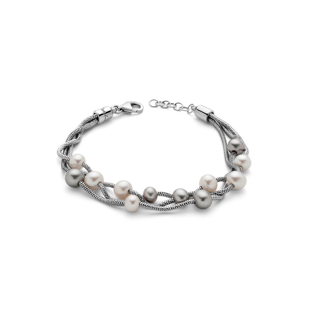 1 - Miluna women's multi-strand bracelet in 925 silver and natural pearls PBR2835