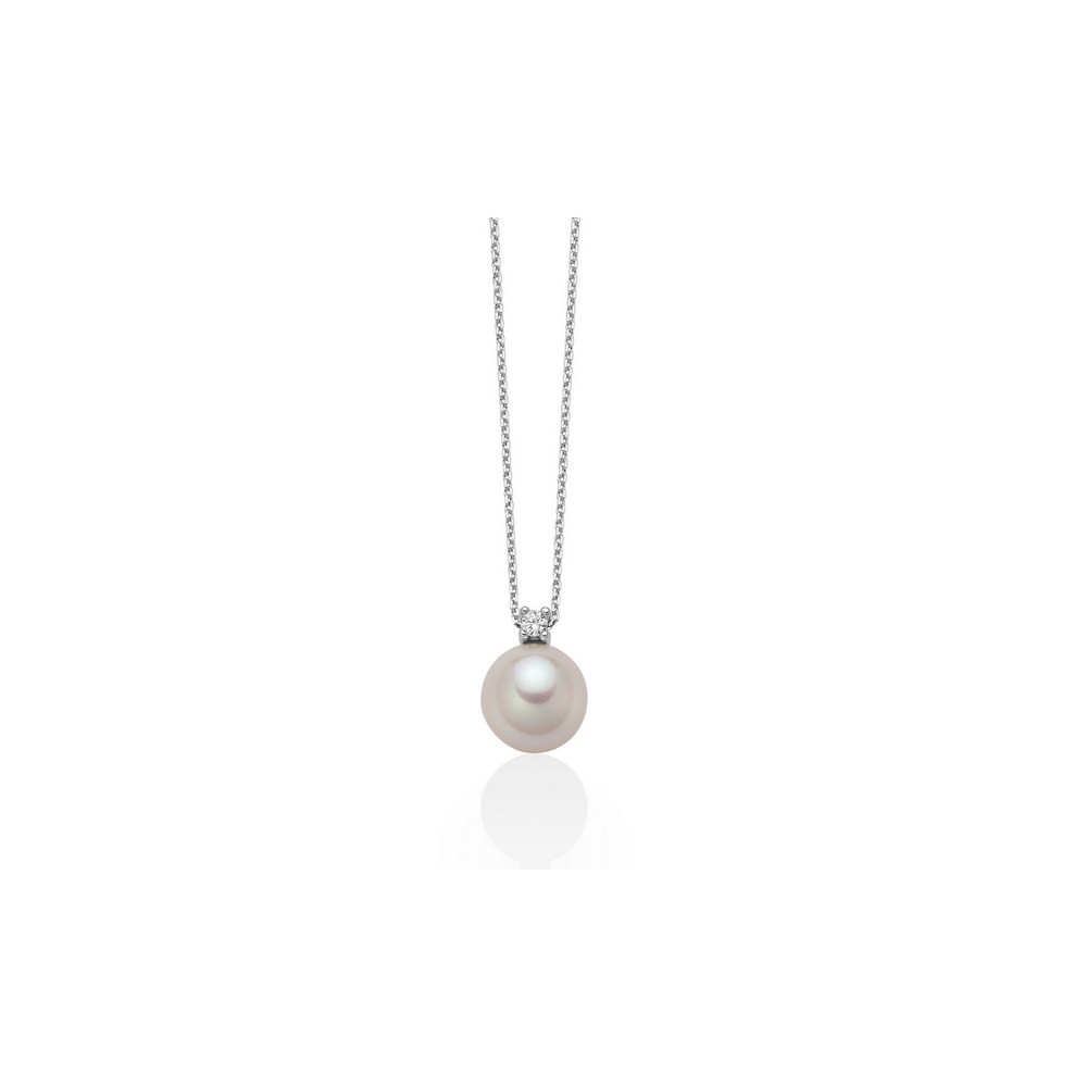 1 - Miluna White Gold women's necklace with diamonds and pearl PCL5499