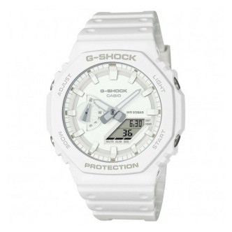 1 - Casio G-Shock digital unisex watch, white GA-2100-7A7ER, resin case and strap