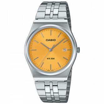 1 - Orologio uomo solo tempo Casio Classic fondo giallo MTP-B145D-9AVEF acciaio